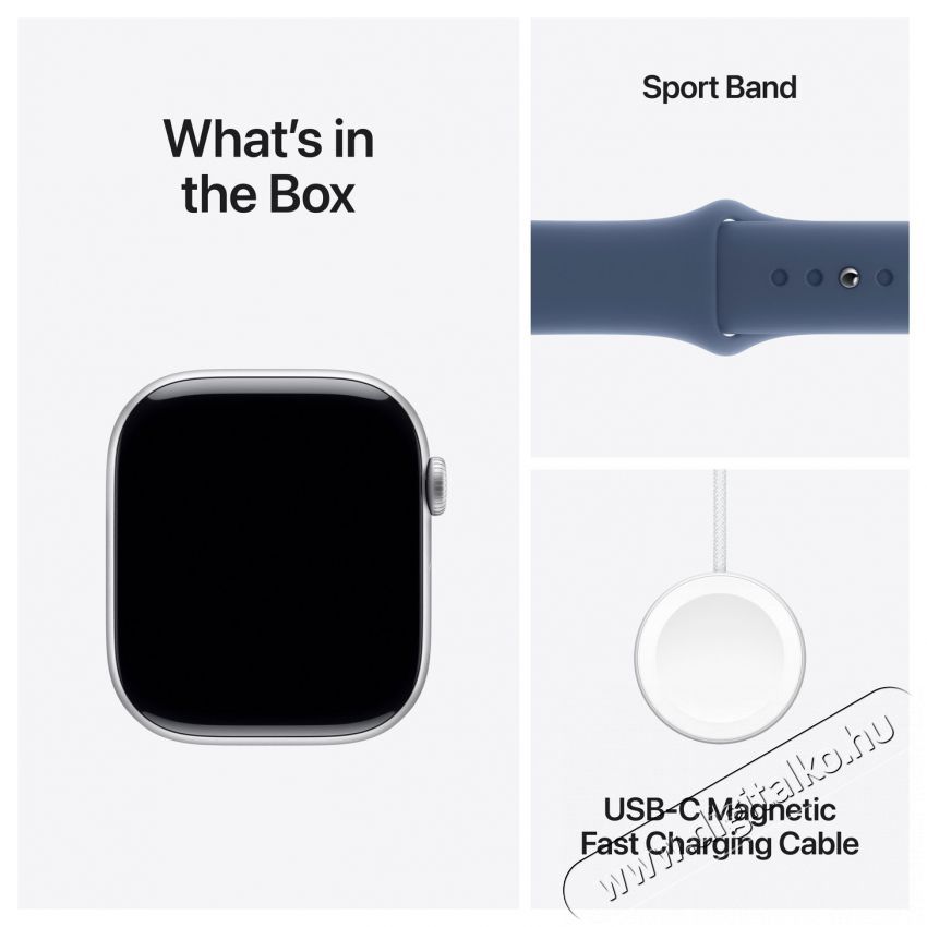 Apple Watch Series 10 46mm Cellular Silver Aluminium Case with Denim Sport Band - S/M Mobil / Kommunik&aacute;ci&oacute; / Smart - Okos eszk&ouml;z - Okos&oacute;ra - 523668