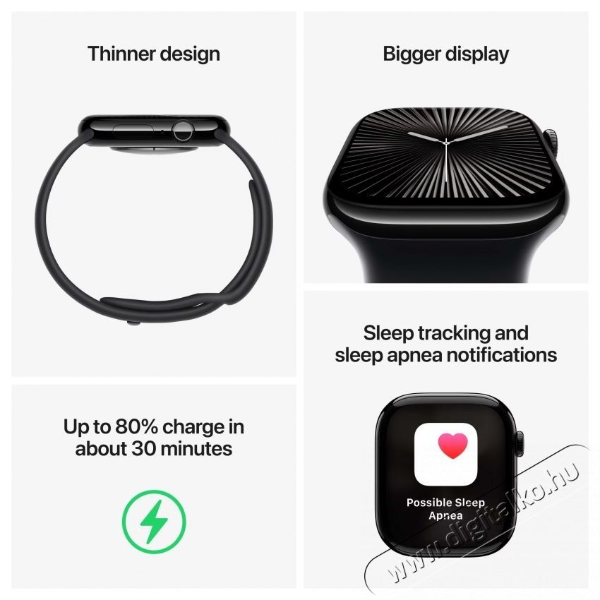 Apple Watch 10 okos&oacute;ra, GPS, Cellular, Slate Titanium tok, 42mm, Black Sport Band, M/L Mobil / Kommunik&aacute;ci&oacute; / Smart - Okos eszk&ouml;z - Okos&oacute;ra - 535991
