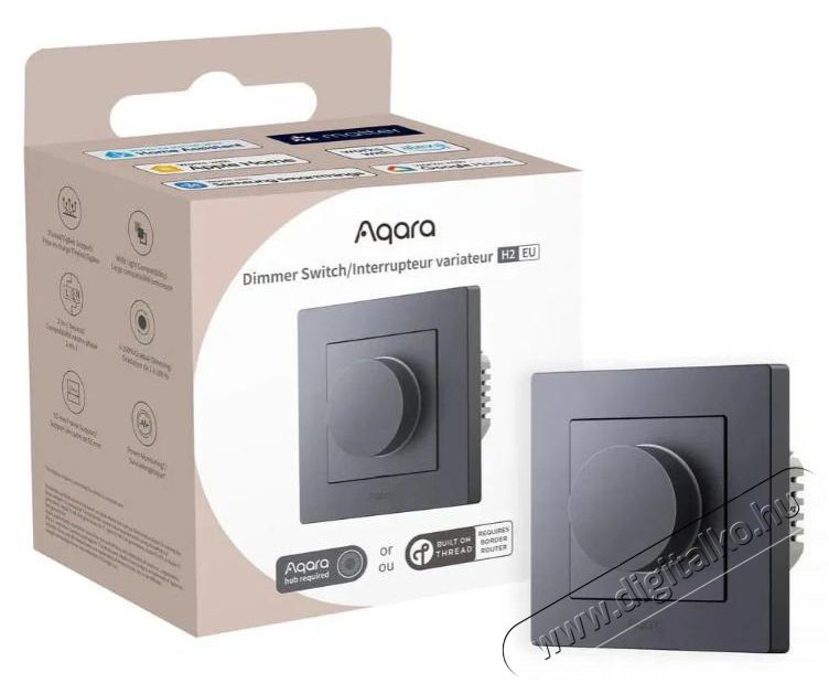 AQARA Dimmer Switch H2 EU (KD-R01D-G), sz&uuml;rke - Zigbee &eacute;s Thread H&aacute;ztart&aacute;s / Otthon / K&uuml;lt&eacute;r - Egy&eacute;b h&aacute;ztart&aacute;si term&eacute;k - 523751