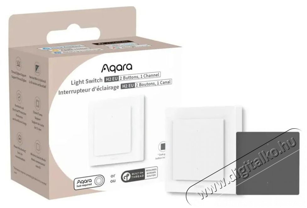 AQARA Light Switch H2 EU 2 Buttons, 1 Channel (WS-K07D) H&aacute;ztart&aacute;s / Otthon / K&uuml;lt&eacute;r - Okos otthon - Kieg&eacute;sz&iacute;tő - 523755