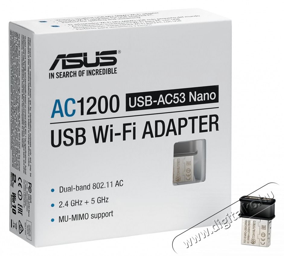 Asus Wireless Adapter Usb Dual Band AC1200, USB-AC53 NANO Iroda &eacute;s sz&aacute;m&iacute;t&aacute;stechnika - H&aacute;l&oacute;zat - H&aacute;l&oacute;zati kieg&eacute;sz&iacute;tő - 487100