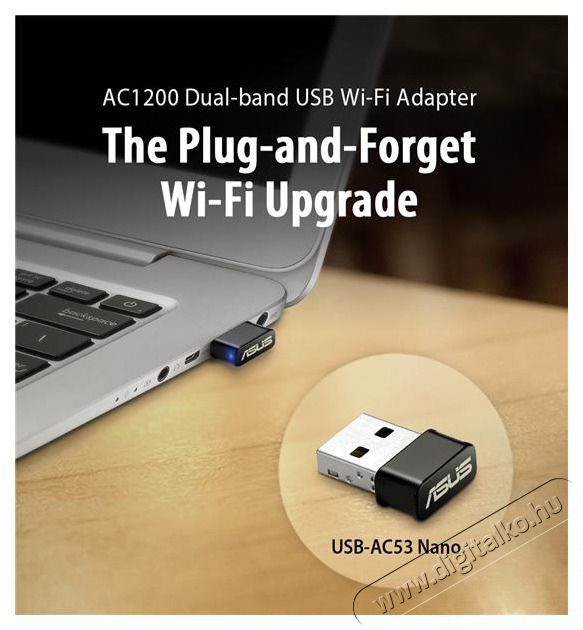 Asus Wireless Adapter Usb Dual Band AC1200, USB-AC53 NANO Iroda &eacute;s sz&aacute;m&iacute;t&aacute;stechnika - H&aacute;l&oacute;zat - H&aacute;l&oacute;zati kieg&eacute;sz&iacute;tő - 487100