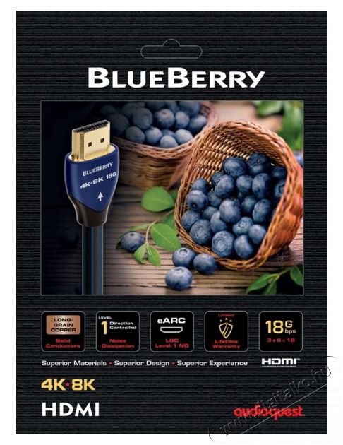 AUDIOQUEST BlueBerry HDM18BLUE150 1,5m HDMI 2.1 k&aacute;bel Tv kieg&eacute;sz&iacute;tők - K&aacute;bel / csatlakoz&oacute; - Hdmi k&aacute;bel - 390263