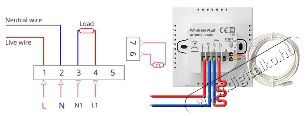 AVATTO WT410-16A-W WiFi for Electric Heating H&aacute;ztart&aacute;s / Otthon / K&uuml;lt&eacute;r - Okos otthon - Termoszt&aacute;t - 508063