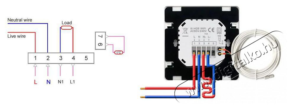 AVATTO WT50-16A WiFi for Electric Heating H&aacute;ztart&aacute;s / Otthon / K&uuml;lt&eacute;r - Okos otthon - Termoszt&aacute;t - 508059