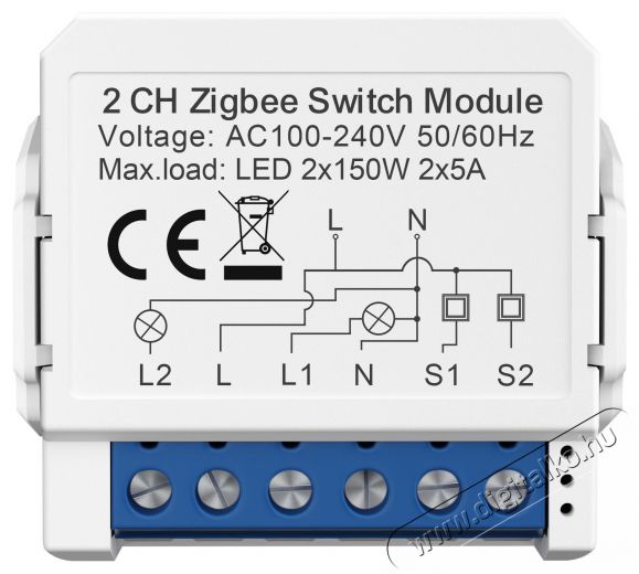 AVATTO ZWSM16 Zigbee (2-gang) H&aacute;ztart&aacute;s / Otthon / K&uuml;lt&eacute;r - Egy&eacute;b h&aacute;ztart&aacute;si term&eacute;k - 523882