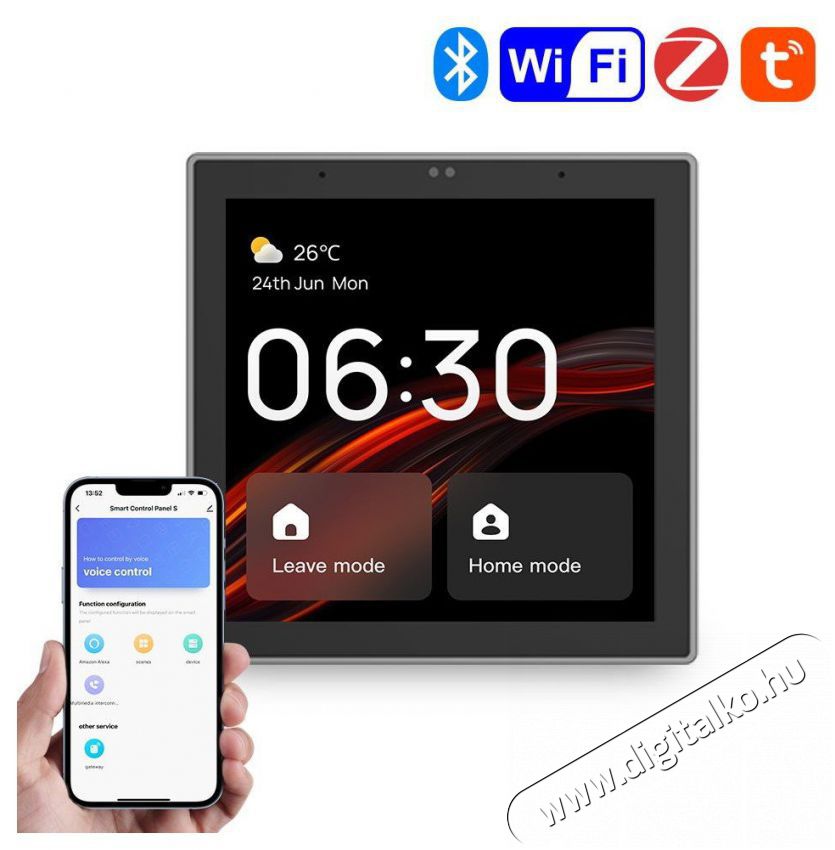 AVATTO T6E Smart home Control Panel H&aacute;ztart&aacute;s / Otthon / K&uuml;lt&eacute;r - Okos otthon - Smart időj&aacute;r&aacute;s &aacute;llom&aacute;s - 508052