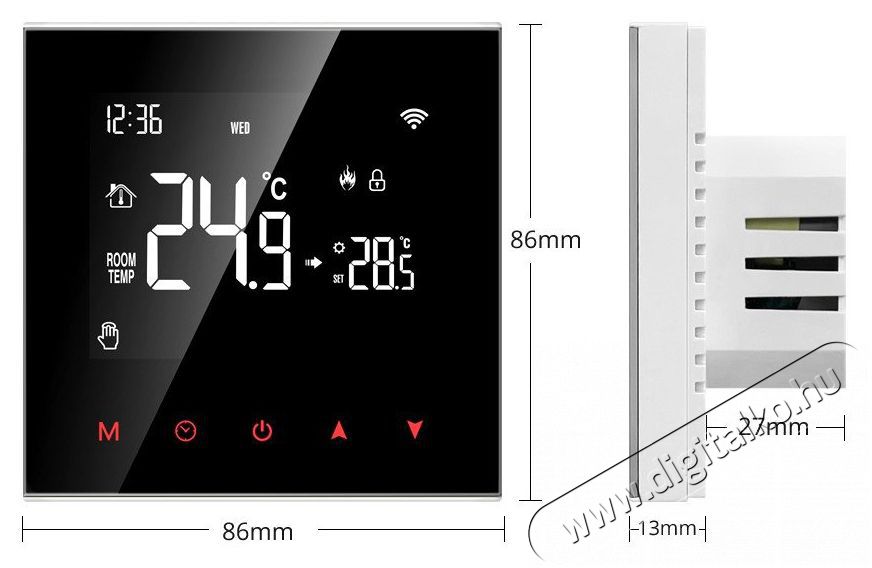 AVATTO ZWT100-16A Zigbee for Electric Heating H&aacute;ztart&aacute;s / Otthon / K&uuml;lt&eacute;r - Okos otthon - Termoszt&aacute;t - 508055
