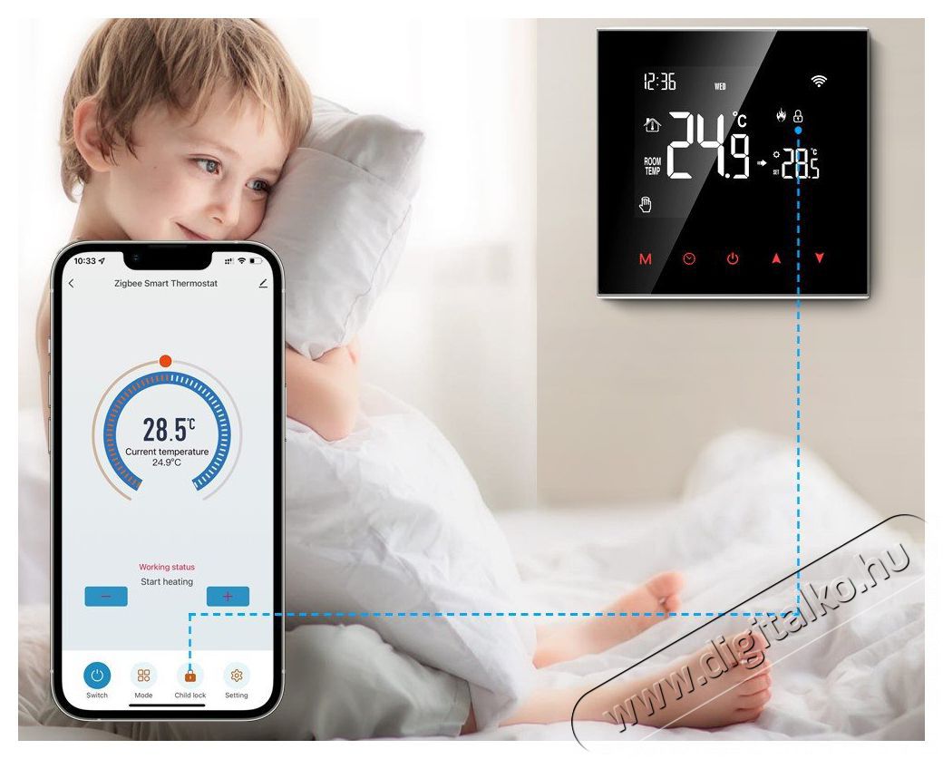 AVATTO ZWT100-16A Zigbee for Electric Heating H&aacute;ztart&aacute;s / Otthon / K&uuml;lt&eacute;r - Okos otthon - Termoszt&aacute;t - 508055