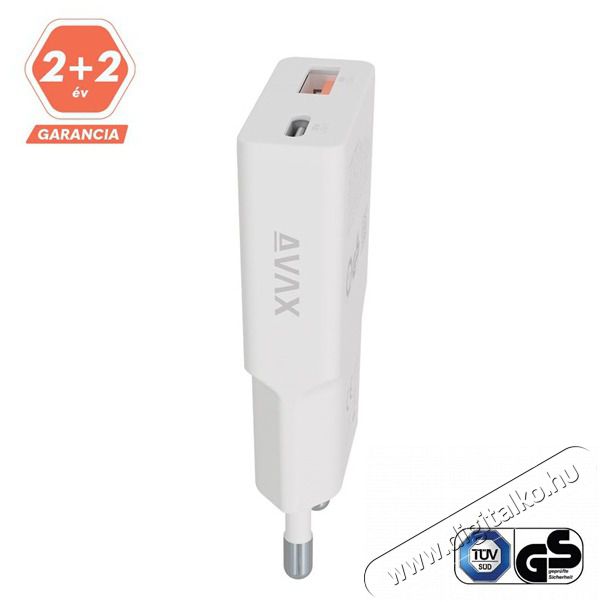 AVAX CH641W NANO SLIM 30W USB-C (PD3.0)+USB-A (QC3.0) feh&eacute;r h&aacute;l&oacute;zati t&ouml;ltő H&aacute;ztart&aacute;s / Otthon / K&uuml;lt&eacute;r - Vil&aacute;g&iacute;t&aacute;s / elektromoss&aacute;g - H&aacute;l&oacute;zati eloszt&oacute; / hosszabb&iacute;t&oacute; / adapter - 508650