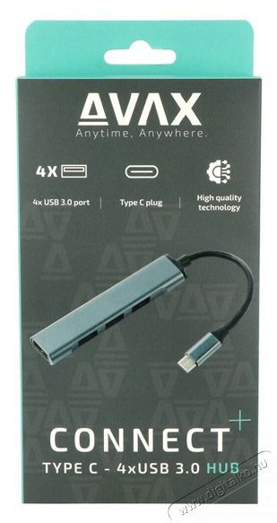 AVAX HB601 CONNECT+ Type C-4xUSB 3.0 HUB Iroda &eacute;s sz&aacute;m&iacute;t&aacute;stechnika - Notebook kieg&eacute;sz&iacute;tő - USB hub / eloszt&oacute; - 514979