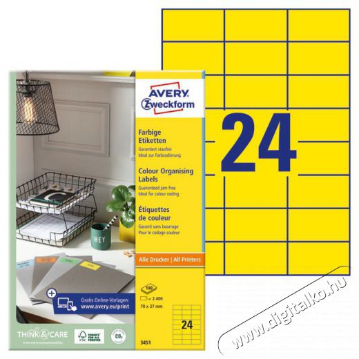 Avery 3451 70x37mm s&aacute;rga univerz&aacute;lis c&iacute;mke Iroda &eacute;s sz&aacute;m&iacute;t&aacute;stechnika - Egy&eacute;b sz&aacute;m&iacute;t&aacute;stechnikai term&eacute;k - 404285
