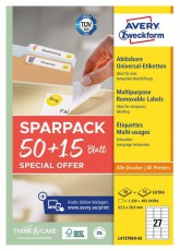 Avery L4737REV-65 63,5x29,6 mm visszaszedhető univerz&aacute;lis 50+15 lap 1755 db-os etikett H&aacute;ztart&aacute;s / Otthon / K&uuml;lt&eacute;r - Szersz&aacute;m - Egy&eacute;b szersz&aacute;m - 508586
