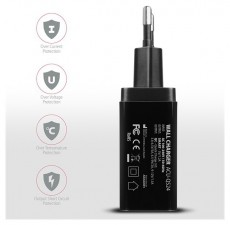 Axagon ACU-QS24 QC3.0 + 5V-1.2A fekete fali t&ouml;ltő Mobil / Kommunik&aacute;ci&oacute; / Smart - Mobiltelefon kieg&eacute;sz&iacute;tő / tok - H&aacute;l&oacute;zati-, aut&oacute;s t&ouml;ltő - 391113