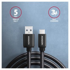 Axagon BUCM3-AM10AB USB-C 3.2 Gen 1 - USB-A 1 m fekete k&aacute;bel Iroda &eacute;s sz&aacute;m&iacute;t&aacute;stechnika - Sz&aacute;m&iacute;t&oacute;g&eacute;p tartoz&eacute;k - USB k&aacute;bel - 391156