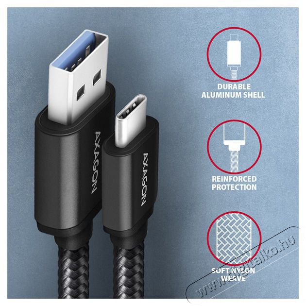 Axagon BUCM3-AM10AB USB-C 3.2 Gen 1 - USB-A 1 m fekete k&aacute;bel Iroda &eacute;s sz&aacute;m&iacute;t&aacute;stechnika - Sz&aacute;m&iacute;t&oacute;g&eacute;p tartoz&eacute;k - USB k&aacute;bel - 391156