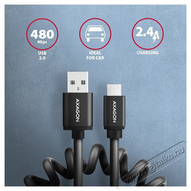 Axagon BUMM-AM10TB Twister micro USB 2.0 B - USB 2.0 A 0,6 m fekete csavart k&aacute;bel Iroda &eacute;s sz&aacute;m&iacute;t&aacute;stechnika - Sz&aacute;m&iacute;t&oacute;g&eacute;p tartoz&eacute;k - USB k&aacute;bel - 391161