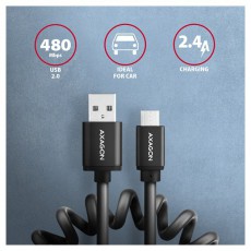 Axagon BUMM-AM10TB Twister micro USB 2.0 B - USB 2.0 A 0,6 m fekete csavart k&aacute;bel Iroda &eacute;s sz&aacute;m&iacute;t&aacute;stechnika - Sz&aacute;m&iacute;t&oacute;g&eacute;p tartoz&eacute;k - USB k&aacute;bel - 391161