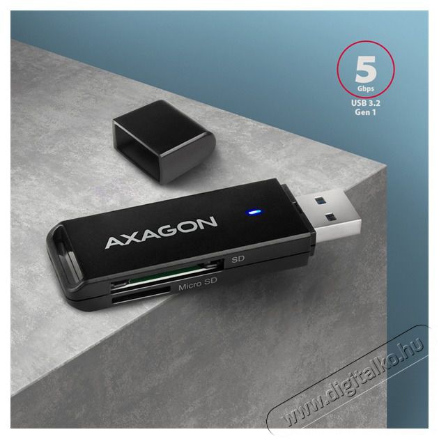 Axagon CRE-S2N Superspeed USB 3.2 Gen 1 Type-A, slim SD/microSD k&aacute;rtyaolvas&oacute; Mem&oacute;ria k&aacute;rtya / Pendrive - K&aacute;rtya olvas&oacute; - 392425