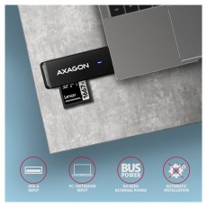 Axagon CRE-S2N Superspeed USB 3.2 Gen 1 Type-A, slim SD/microSD k&aacute;rtyaolvas&oacute; Mem&oacute;ria k&aacute;rtya / Pendrive - K&aacute;rtya olvas&oacute; - 392425