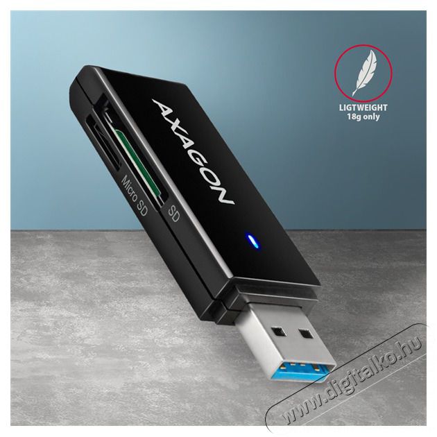 Axagon CRE-S2N Superspeed USB 3.2 Gen 1 Type-A, slim SD/microSD k&aacute;rtyaolvas&oacute; Mem&oacute;ria k&aacute;rtya / Pendrive - K&aacute;rtya olvas&oacute; - 392425