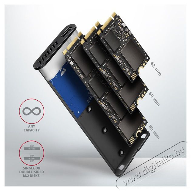 Axagon EEM2-SG2 USB-C 3.2 Gen2 - M.2 NVMe SSD h&aacute;z Iroda &eacute;s sz&aacute;m&iacute;t&aacute;stechnika - Adatt&aacute;rol&oacute; / merevlemez - Kieg&eacute;sz&iacute;tő - 391380