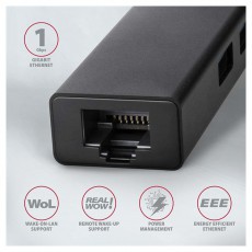 Axagon HMA-GL3A 3 portos USB3.2. Gen 2 Hub Gigabit LAN porttal - fekete Iroda &eacute;s sz&aacute;m&iacute;t&aacute;stechnika - Notebook kieg&eacute;sz&iacute;tő - USB hub / eloszt&oacute; - 391756