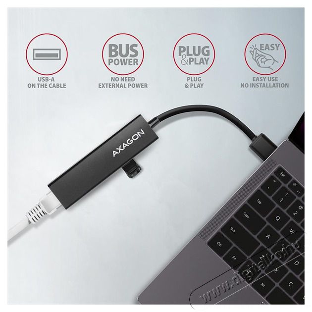 Axagon HMA-GL3A 3 portos USB3.2. Gen 2 Hub Gigabit LAN porttal - fekete Iroda &eacute;s sz&aacute;m&iacute;t&aacute;stechnika - Notebook kieg&eacute;sz&iacute;tő - USB hub / eloszt&oacute; - 391756