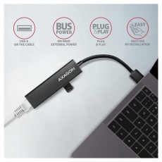 Axagon HMA-GL3A 3 portos USB3.2. Gen 2 Hub Gigabit LAN porttal - fekete Iroda &eacute;s sz&aacute;m&iacute;t&aacute;stechnika - Notebook kieg&eacute;sz&iacute;tő - USB hub / eloszt&oacute; - 391756
