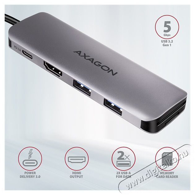 Axagon HMC-5 SuperSpeed USB-C COMBO 5in1 Hub Iroda &eacute;s sz&aacute;m&iacute;t&aacute;stechnika - Notebook kieg&eacute;sz&iacute;tő - USB hub / eloszt&oacute; - 391752