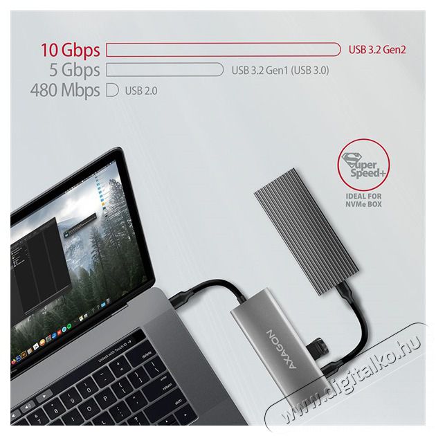Axagon HMC-5G2 5 portos USB3.2. Gen 2 ez&uuml;stfekete HUB Iroda &eacute;s sz&aacute;m&iacute;t&aacute;stechnika - Notebook kieg&eacute;sz&iacute;tő - USB hub / eloszt&oacute; - 392364