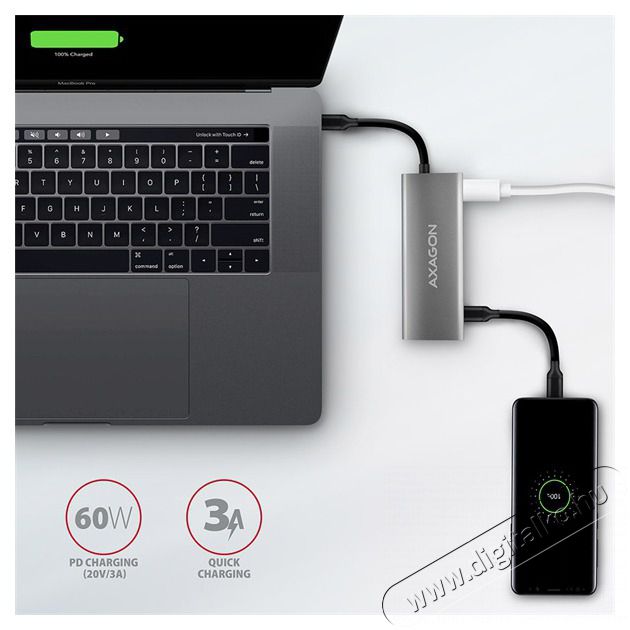 Axagon HMC-5G2 5 portos USB3.2. Gen 2 ez&uuml;stfekete HUB Iroda &eacute;s sz&aacute;m&iacute;t&aacute;stechnika - Notebook kieg&eacute;sz&iacute;tő - USB hub / eloszt&oacute; - 392364