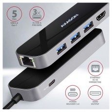 Axagon HMC-6GL SUPERSPEED USB-C COMBO 6IN1 HUB Iroda &eacute;s sz&aacute;m&iacute;t&aacute;stechnika - Notebook kieg&eacute;sz&iacute;tő - USB hub / eloszt&oacute; - 392361