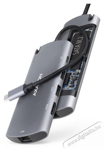 Axagon HMC-6M2 Superspeed USB-C Combo 6IN1 Hub - Ez&uuml;stfekete Iroda &eacute;s sz&aacute;m&iacute;t&aacute;stechnika - Notebook kieg&eacute;sz&iacute;tő - USB hub / eloszt&oacute; - 391757