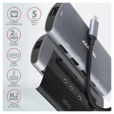 Axagon HMC-6M2 Superspeed USB-C Combo 6IN1 Hub - Ez&uuml;stfekete Iroda &eacute;s sz&aacute;m&iacute;t&aacute;stechnika - Notebook kieg&eacute;sz&iacute;tő - USB hub / eloszt&oacute; - 391757