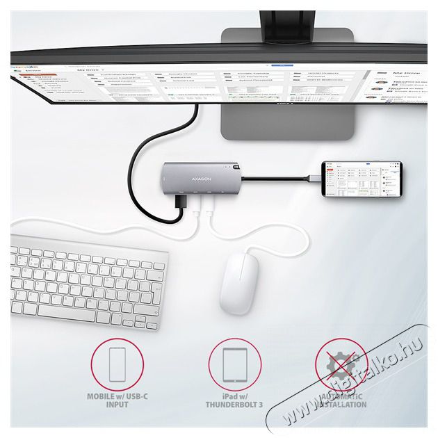 Axagon HMC-6M2 Superspeed USB-C Combo 6IN1 Hub - Ez&uuml;stfekete Iroda &eacute;s sz&aacute;m&iacute;t&aacute;stechnika - Notebook kieg&eacute;sz&iacute;tő - USB hub / eloszt&oacute; - 391757