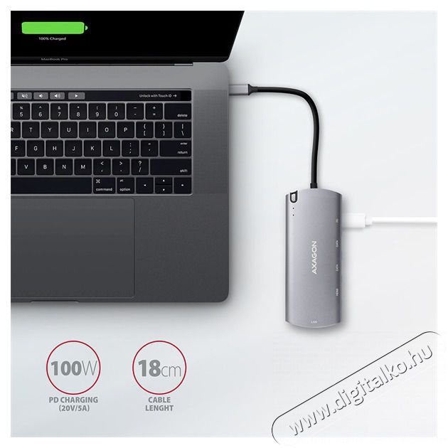 Axagon HMC-6M2 Superspeed USB-C Combo 6IN1 Hub - Ez&uuml;stfekete Iroda &eacute;s sz&aacute;m&iacute;t&aacute;stechnika - Notebook kieg&eacute;sz&iacute;tő - USB hub / eloszt&oacute; - 391757