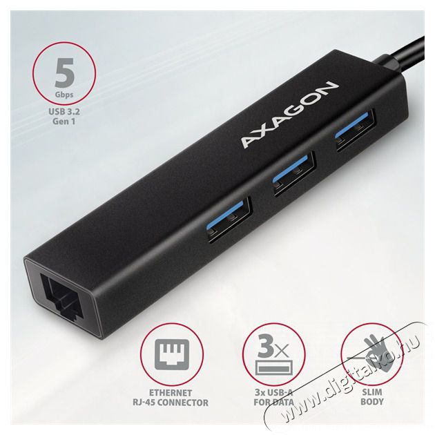 Axagon HMC-GL3A SuperSpeed USB3.2 Gen 1 C HUB + Gigabit LAN Iroda &eacute;s sz&aacute;m&iacute;t&aacute;stechnika - Notebook kieg&eacute;sz&iacute;tő - USB hub / eloszt&oacute; - 391751
