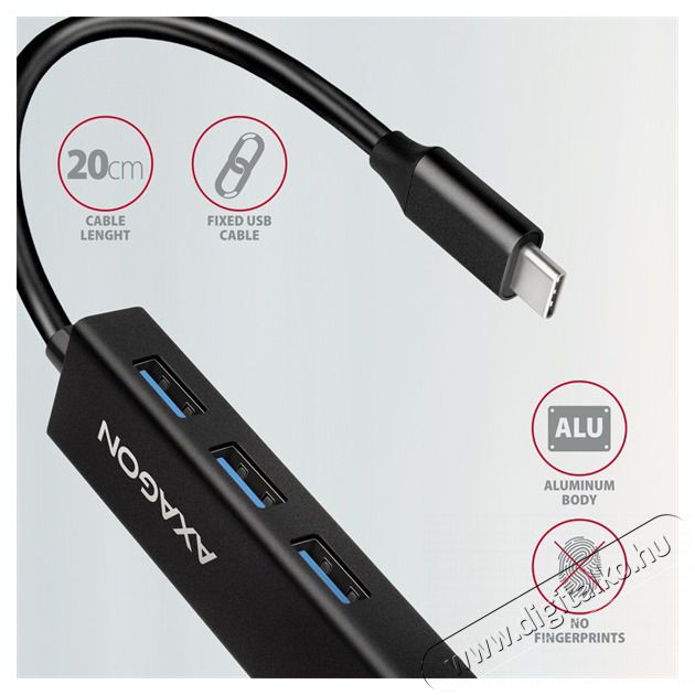 Axagon HMC-GL3A SuperSpeed USB3.2 Gen 1 C HUB + Gigabit LAN Iroda &eacute;s sz&aacute;m&iacute;t&aacute;stechnika - Notebook kieg&eacute;sz&iacute;tő - USB hub / eloszt&oacute; - 391751