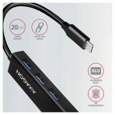 Axagon HMC-GL3A SuperSpeed USB3.2 Gen 1 C HUB + Gigabit LAN Iroda &eacute;s sz&aacute;m&iacute;t&aacute;stechnika - Notebook kieg&eacute;sz&iacute;tő - USB hub / eloszt&oacute; - 391751