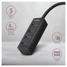 Axagon HUE-M1AL 4 portos USB3.2 Gen 1 mini HUB Iroda &eacute;s sz&aacute;m&iacute;t&aacute;stechnika - Notebook kieg&eacute;sz&iacute;tő - USB hub / eloszt&oacute; - 391677
