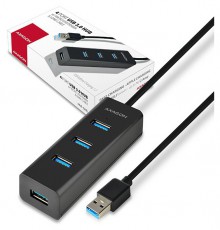 Axagon HUE-S2BL 4 portos USB3.0 gyorst&ouml;ltő hossz&uacute; k&aacute;beles HUB Iroda &eacute;s sz&aacute;m&iacute;t&aacute;stechnika - Notebook kieg&eacute;sz&iacute;tő - USB hub / eloszt&oacute; - 391672