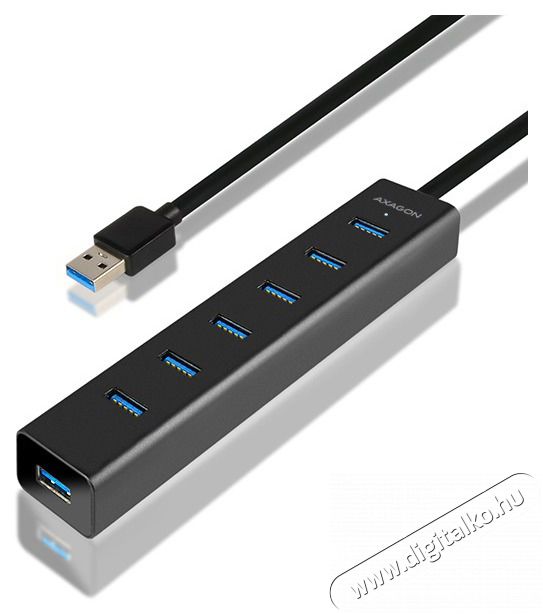 Axagon HUE-SA7BP 7 portos USB3.0 gyorst&ouml;ltő fekete Hub Iroda &eacute;s sz&aacute;m&iacute;t&aacute;stechnika - Notebook kieg&eacute;sz&iacute;tő - USB hub / eloszt&oacute; - 391675