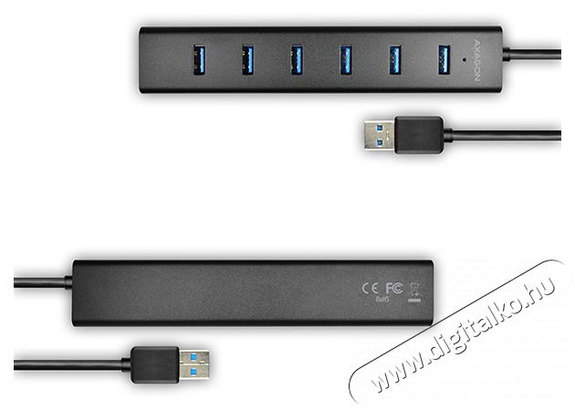 Axagon HUE-SA7BP 7 portos USB3.0 gyorst&ouml;ltő fekete Hub Iroda &eacute;s sz&aacute;m&iacute;t&aacute;stechnika - Notebook kieg&eacute;sz&iacute;tő - USB hub / eloszt&oacute; - 391675