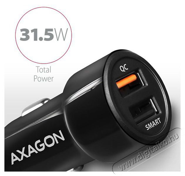 Axagon PWC-QC5 QC3.0 + 2.4A aut&oacute;s t&ouml;ltő - fekete  Aut&oacute;hifi / Aut&oacute; felszerel&eacute;s - Aut&oacute;s t&ouml;ltő / szivargy&uacute;jt&oacute; adapter - 391518