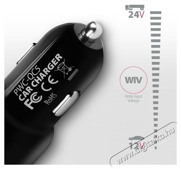 Axagon PWC-QC5 QC3.0 + 2.4A aut&oacute;s t&ouml;ltő - fekete  Aut&oacute;hifi / Aut&oacute; felszerel&eacute;s - Aut&oacute;s t&ouml;ltő / szivargy&uacute;jt&oacute; adapter - 391518