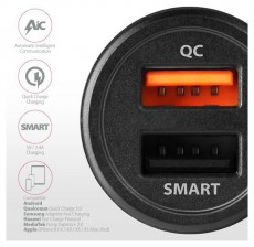 Axagon PWC-QC5 QC3.0 + 2.4A aut&oacute;s t&ouml;ltő - fekete  Aut&oacute;hifi / Aut&oacute; felszerel&eacute;s - Aut&oacute;s t&ouml;ltő / szivargy&uacute;jt&oacute; adapter - 391518
