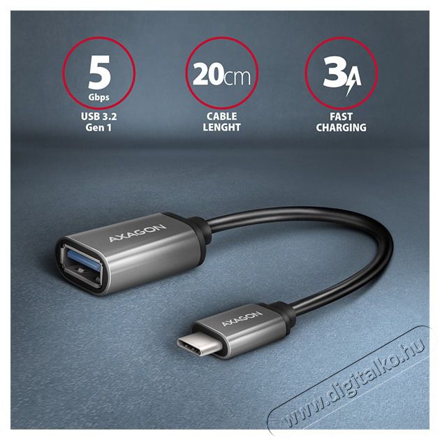 Axagon RUCM-AFAC USB-C - USB A adapter Tv kieg&eacute;sz&iacute;tők - K&aacute;bel / csatlakoz&oacute; - Csatlakoz&oacute; / eloszt&oacute; / &aacute;talak&iacute;t&oacute; - 392501