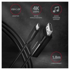 Axagon RVC-DPC USB-C - Displayport k&aacute;bel Tv kieg&eacute;sz&iacute;tők - K&aacute;bel / csatlakoz&oacute; - Csatlakoz&oacute; / eloszt&oacute; / &aacute;talak&iacute;t&oacute; - 391552