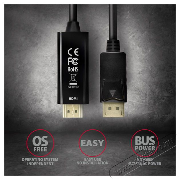 Axagon RVD-HI14C2 Displayport - HDMI 1.4 k&aacute;bel Tv kieg&eacute;sz&iacute;tők - K&aacute;bel / csatlakoz&oacute; - Hdmi k&aacute;bel - 391079